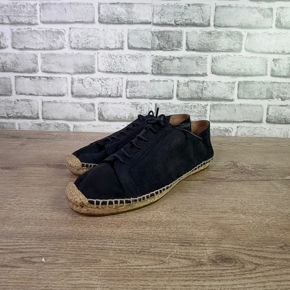 KMB Perforated Leather Lace Up Espadrille Sneakers 39